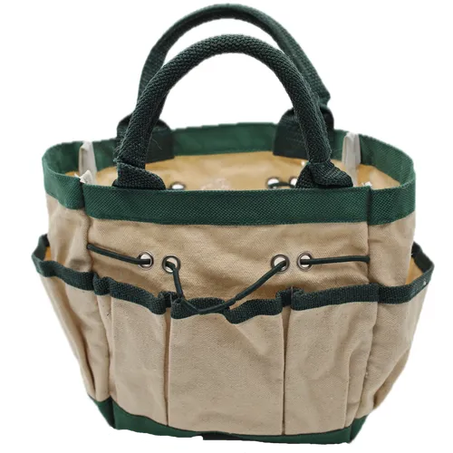 Green & White Canvas Gardener's Tool Bag