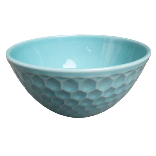 Ultramarine Blue Ceramic Beehive Hexagon Mixing Bowl