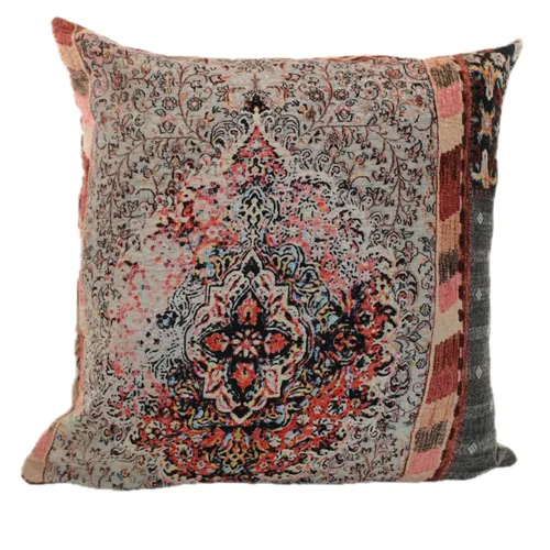 Velour Multicolour Bohemian Patch Throw Pillow