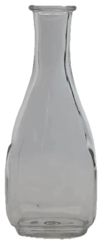 Round Top Square Bottom Clear Glass Vase