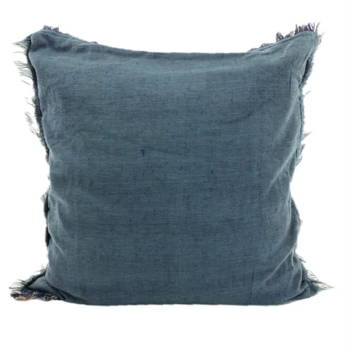 Silk Solid Midnight Blue & Oatmeal Taupe Back Throw Pillow