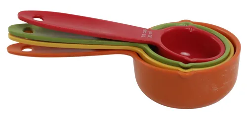 Orange & Yellow & Green & Red Plastic Measuring Cup Set