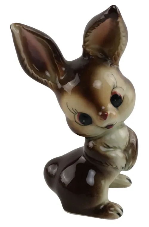 Brown & White Ceramic Rabbit