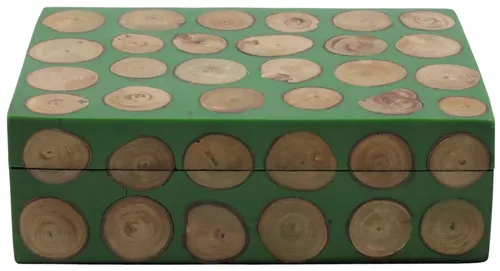 Green Wood Slice Box With Lid