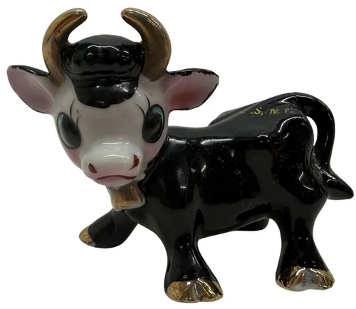 Black Cow Ceramic Figurine