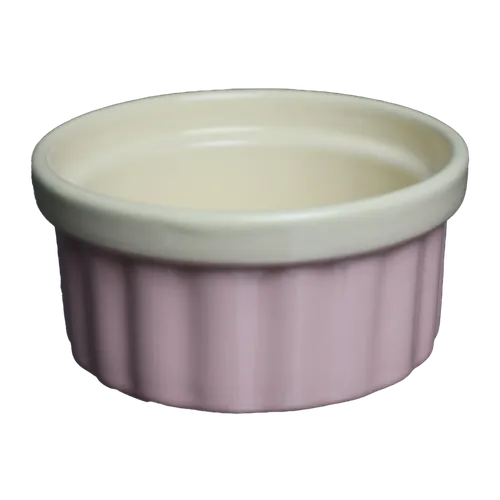 Faint Rose Pink Ceramic Ramekin With Cream Rim