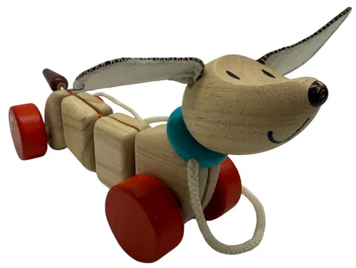 Natural Wood Dog Pull Along Toy
