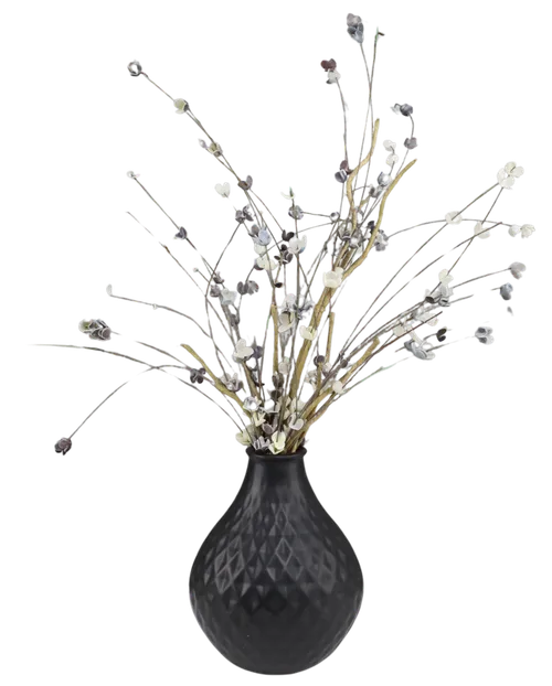 Dried Flowers In Black Geometric Vase