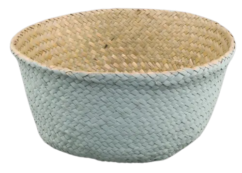 Light Blue Woven Rattan Basket
