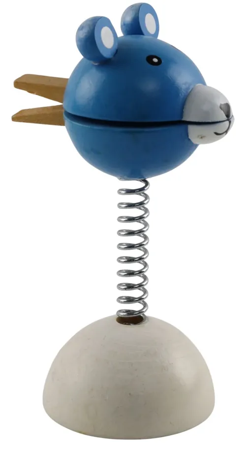 Blue Bear Clip Holder On Spring Base