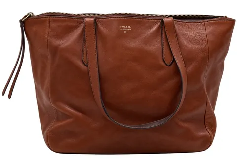 Vintage Inspired Cognac-Brown Leather Tote Bag