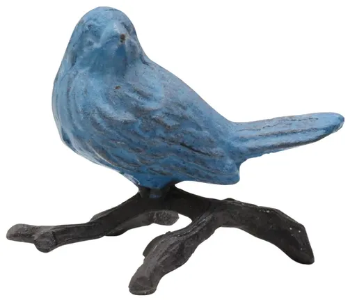Blue Cast Iron Bird On Branch
