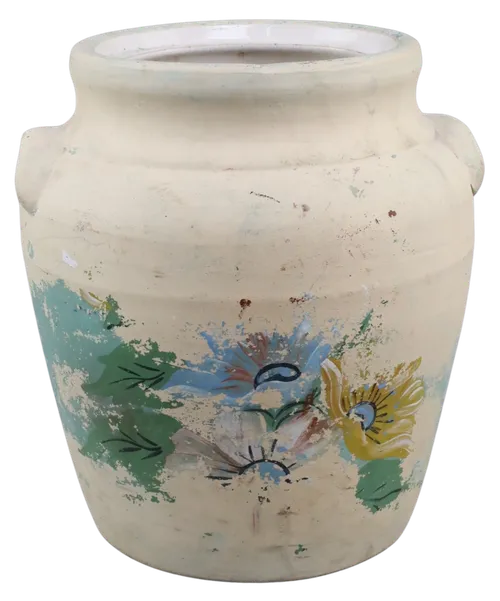 Antique Floral Stoneware Crock