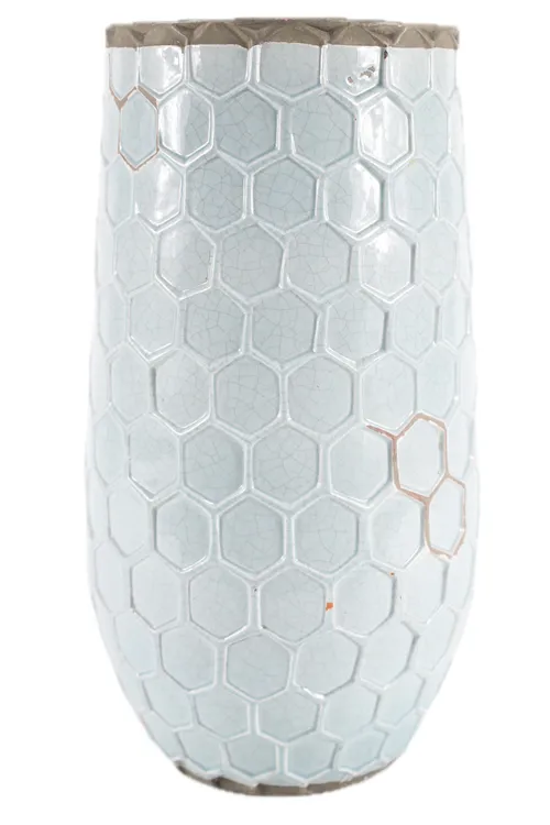 Pale Blue Honeycomb Ceramic Vase - Large