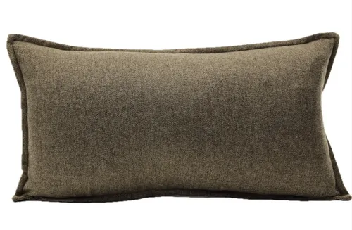 Solid Beige Oatmeal Wool Throw Pillow