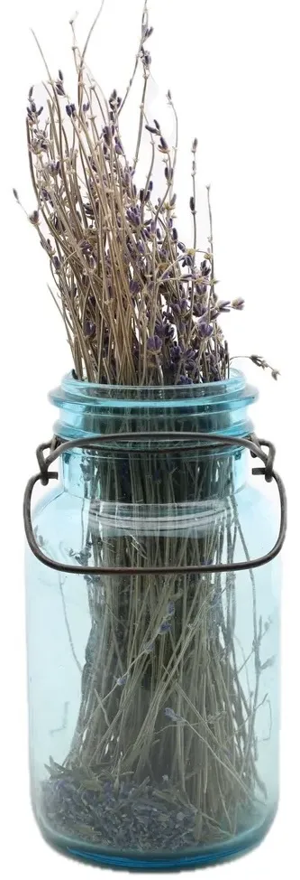 Blue Glass Ball Jar Vase With Loose Lavender
