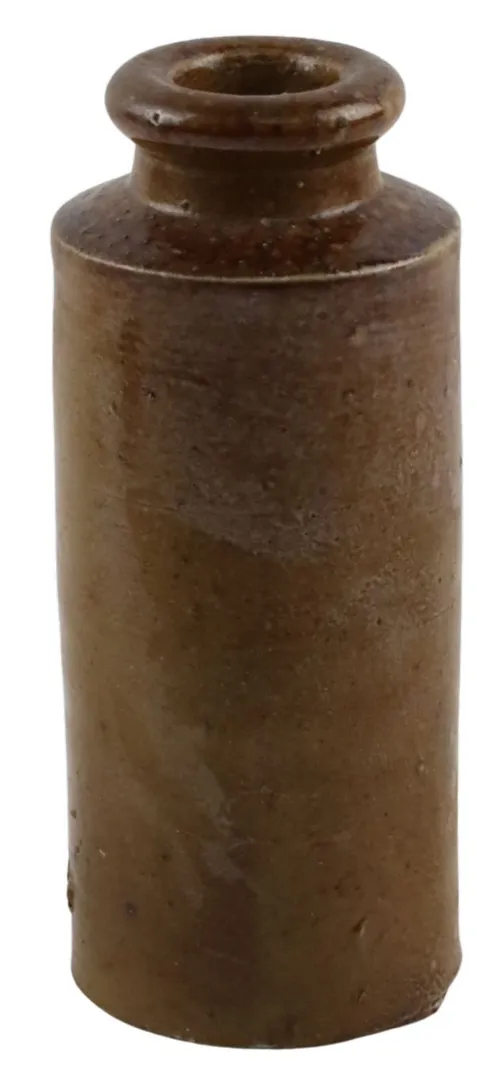 Antique Stoneware Tall Inkwell Bottle