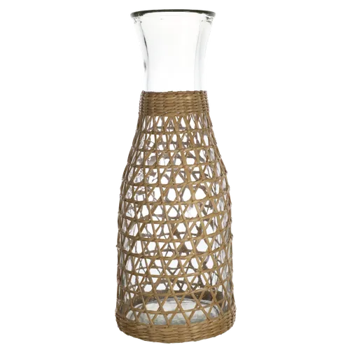 Wicker Wrapped Clear Glass Decanter