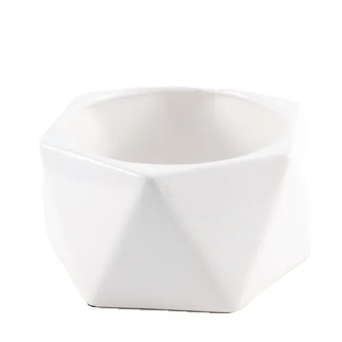 White Ceramic Hexagon Plant Pot