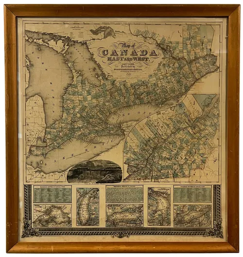 Canada Map In Wood Frame