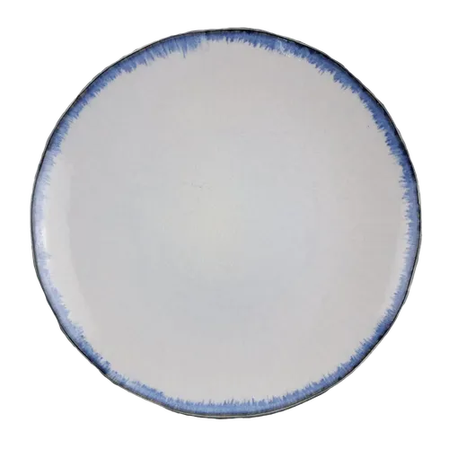 White Crackle Blue Rim Bleed Dinner Plate