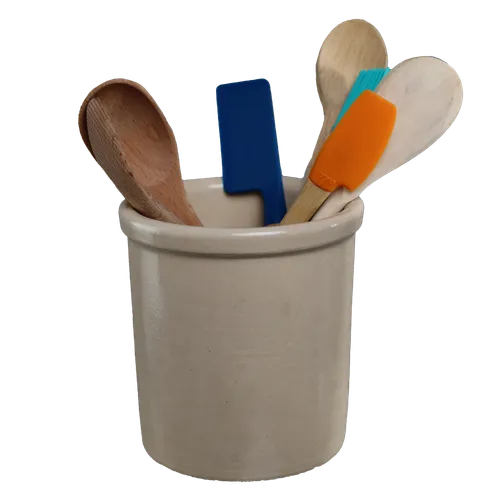 Oatmeal Crock Utensil Holder With 7 Utensils