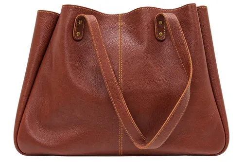 Classic Chestnut Brown Leather Tote Bag