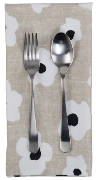 Taupe With White Flowers & Black Centre Napkin