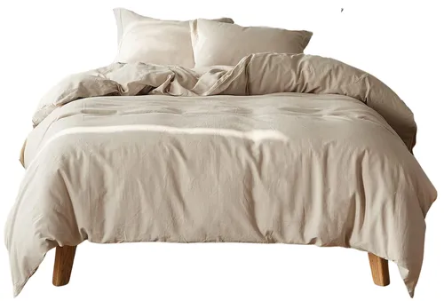 Beige French Linen Duvet Cover & Two Pillow Cases - King