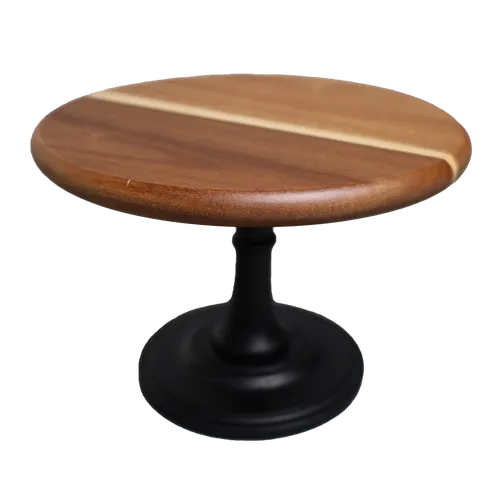 Wood Dessert Stand With Black Base - Small