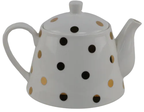 White Teapot With Gold Polka Dots