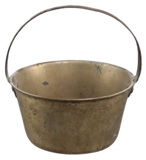 Antique Brass Pot With Handle - Medium