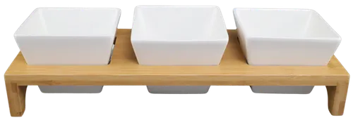 3 Compartment Serving Platter With Bamboo Holder