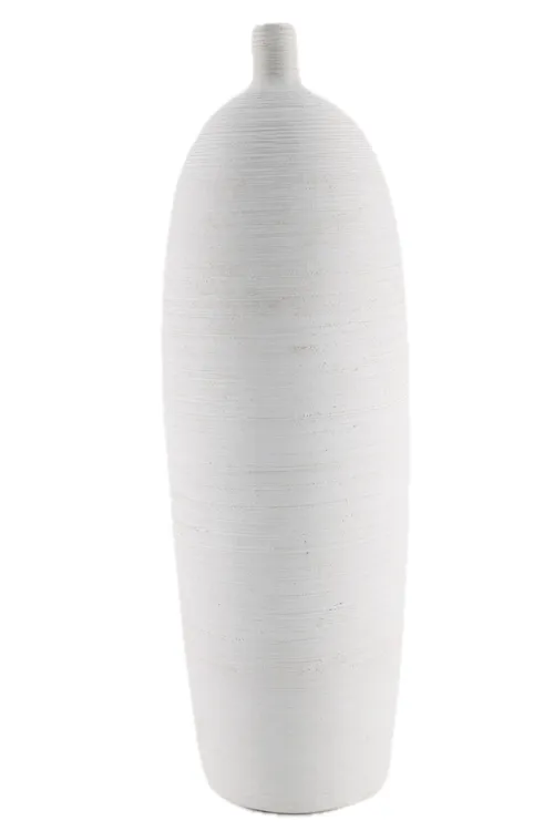 Tall White Groove Ceramic Vase