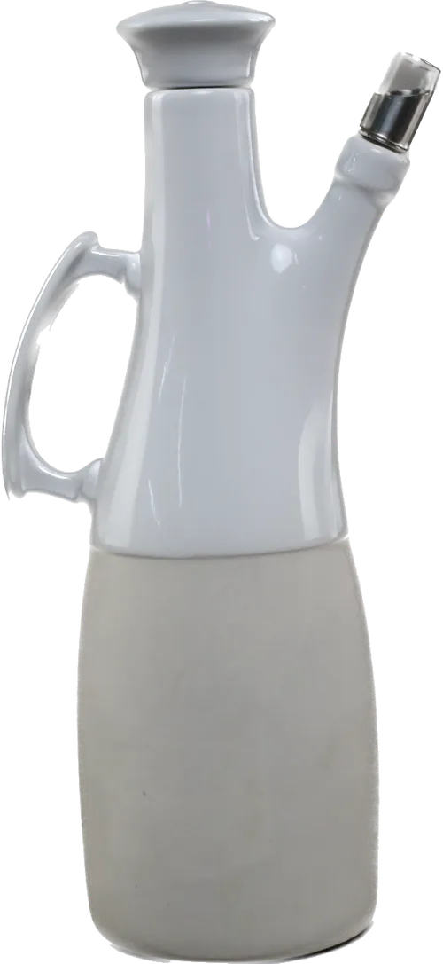 White & Beige Ceramic Oil Bottle