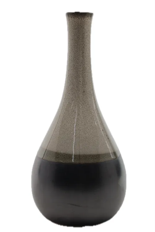 Sandstone Taupe Graphite Long Narrow Neck Ceramic Vase