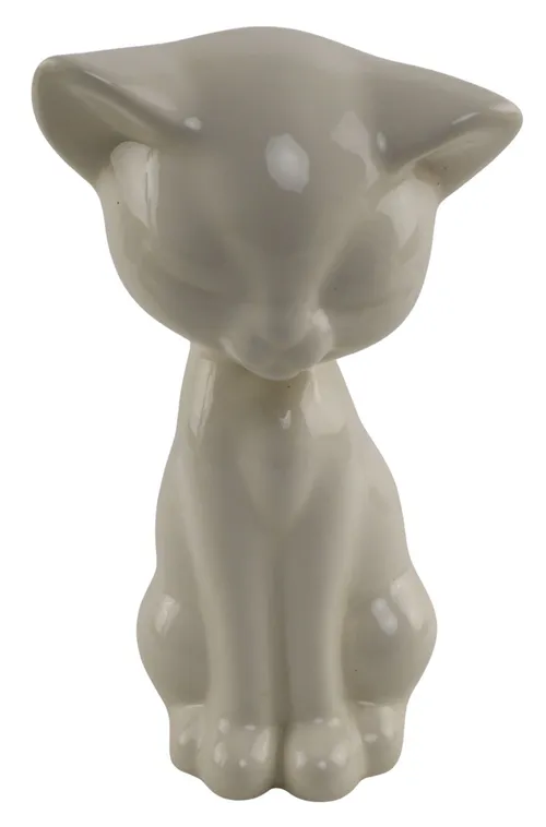 White Ceramic Cat With Closed Eyes