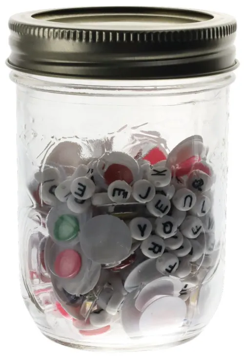 Clear Glass Jar With Beads & Buttons