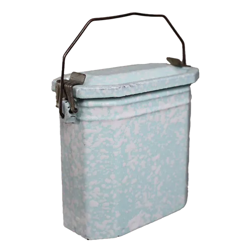 Vintage Snowstorm Blue & White Enamel Storage Tin With Lid