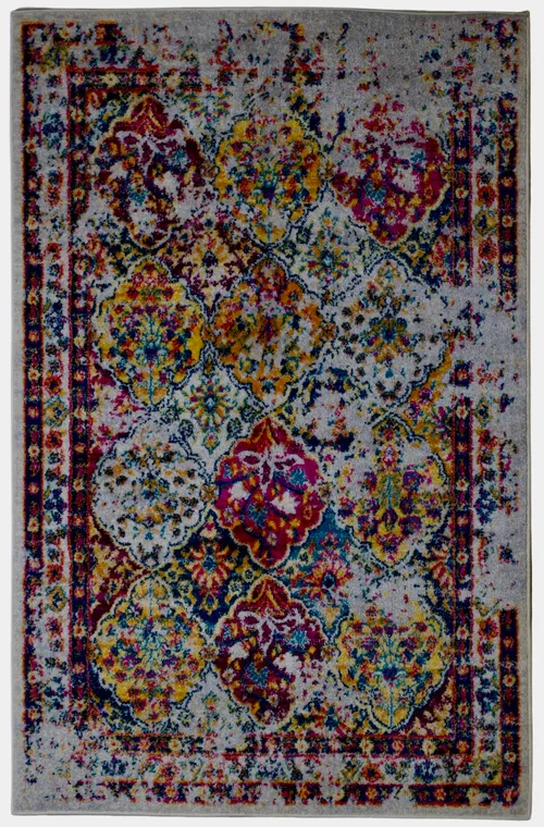 Multicolour Distressed Persian Area Rug 3'11