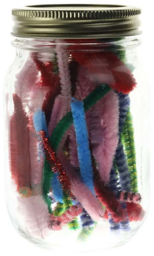 Clear Glass Jar With Colour Pipe Cleaners
