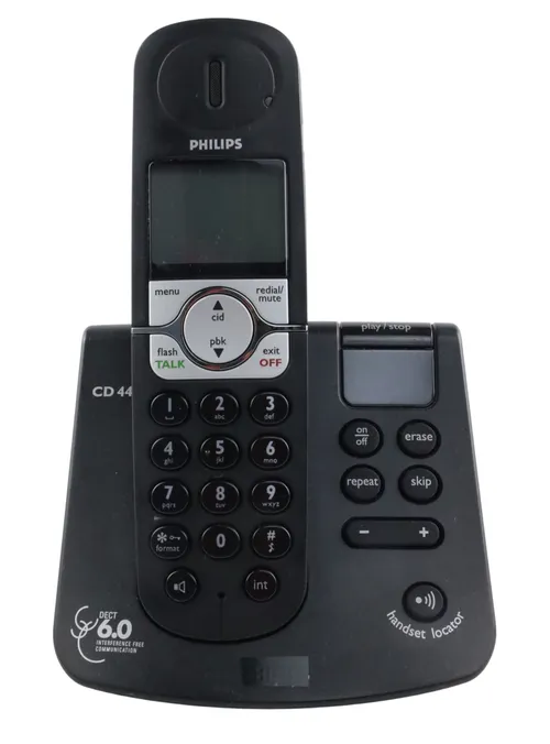 Black & Silver Cordless Phone With Dock
