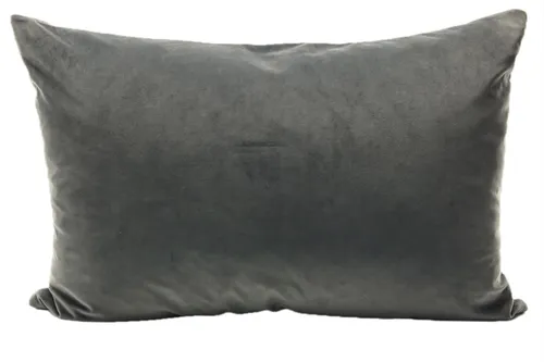 Black & White Abstract Throw Pillow With Solid Slate Grey Velvet Back