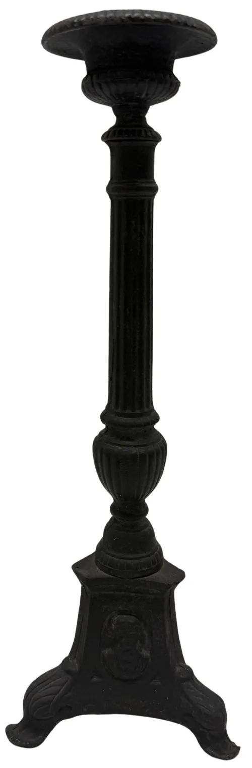 Matte Black Cast Iron Church Candle Holder