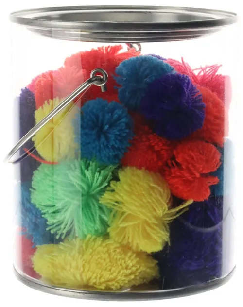 Clear Can With Multicolour Pom Pom
