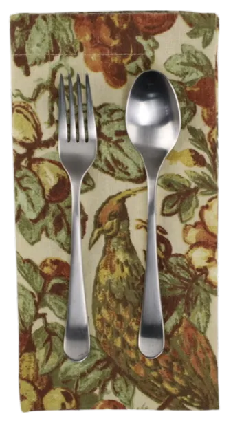 Taupe Pheasant & Floral Napkin