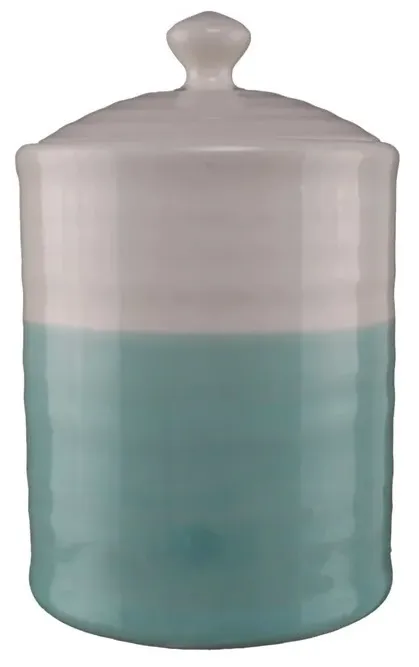 White & Turquoise Ceramic Cookie Jar