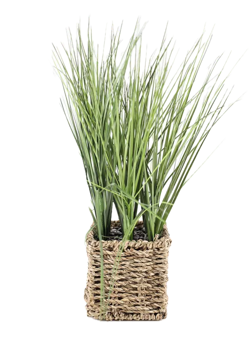 Artificial Wild Grass In Wicker Square Pot