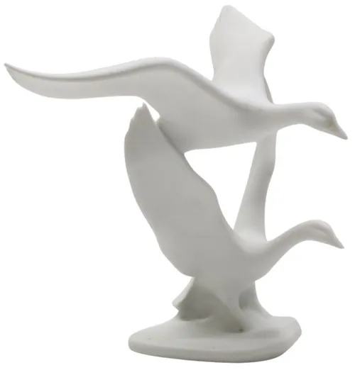 White Porcelain Geese In Flight