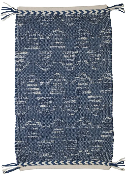 Blue & White Entry Mat Rug 2'7